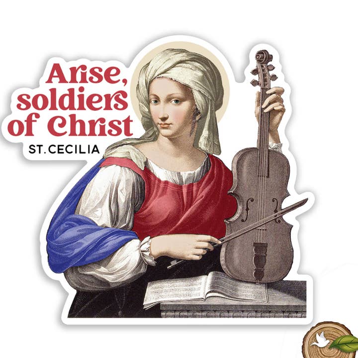 Waterdichte katholieke sticker van St. Cecilia voor wholesale door The Stump of Jesse