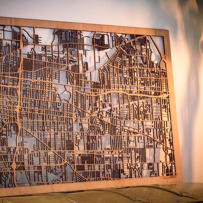 One Man One Garage - Wholesale Wall Accent - City Maps, Large 24x36" Perfect Housewarming Gift! Wooden Street Cutouts16