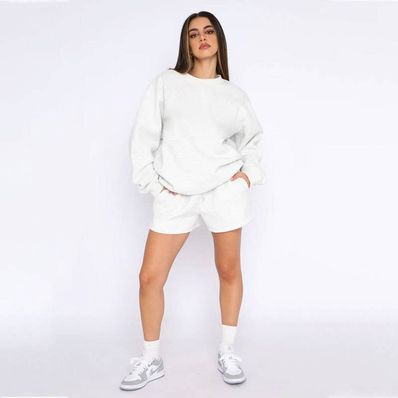 Masyal – wholesale Lounge set – Women's – Spring and Autumn Long Sleeve Sweatshirt Women's Shorts Set18