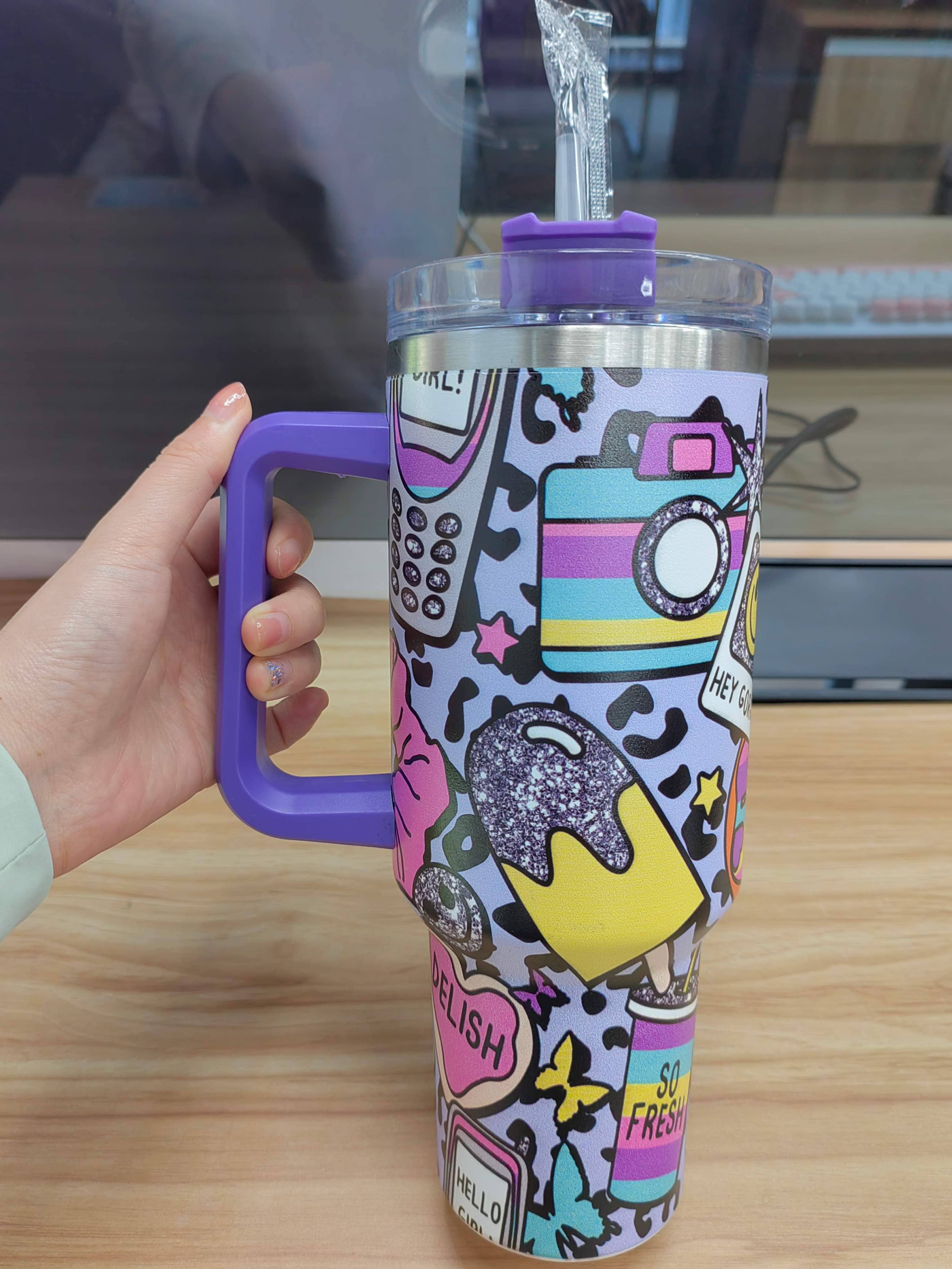 The Lyrical Spirit, LLC - Wholesale Insulated Mug/Tumbler - Back to the 90s Inspired Colorful Insulated Tumbler & Straw 1