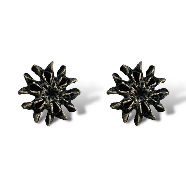 Warm Pinecone Snowflake Studs for wholesale by Merzatta