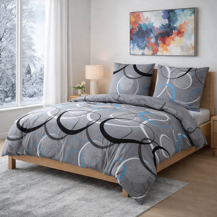 Biber beddengoed "Wave Grey", 100% katoen, ritssluiting, 80x80 cm kussensloop voor wholesale door Buymax