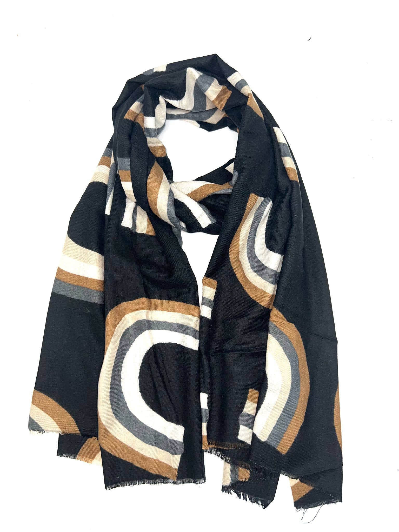 LINETA - Wholesale Scarf - Women's - LL-13 Thick scarf with geometric pattern2
