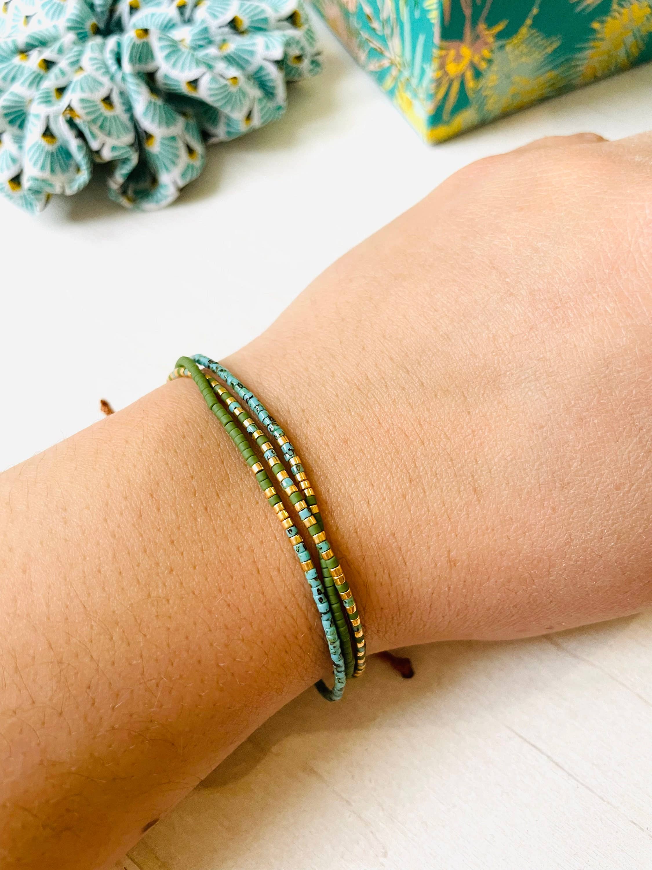 Atelline - Wholesale Beaded Bracelet - Adjustable Miyuki Pearl Bracelet in Nylon, Rocaille3