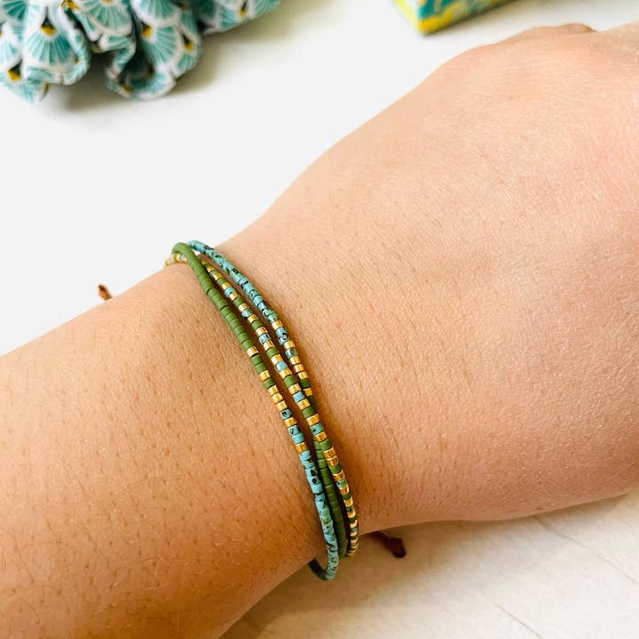 Atelline - Wholesale Beaded Bracelet - Adjustable Miyuki Pearl Bracelet in Nylon, Rocaille3