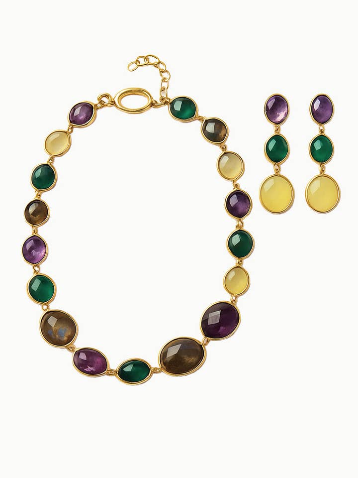Sivalya Multi Gemstone Necklace and Earrings Set - Paris for wholesale by Sivalya