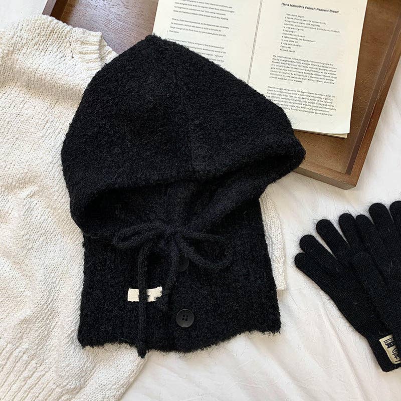 Dipped Shop – Engroshandel Beanie - Dame – Hue og tørklæde i ét stykke med ensfarvet knap DPS16051