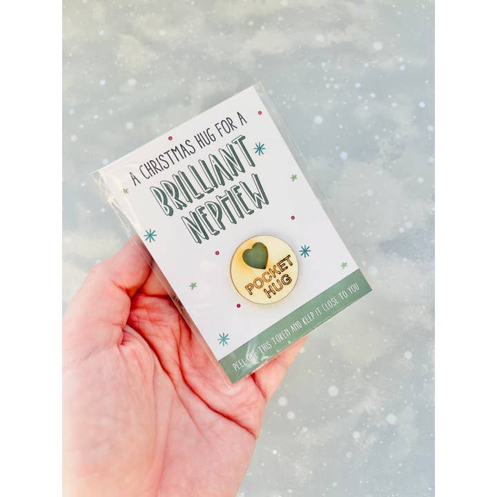 The Gift Club - Venta al por mayor Tarjetas de Navidad - Set de regalo con abrazo de bolsillo y tarjeta de Navidad para sobrinos1