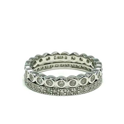 2 Stack Crystal Ring: Silver Vermeil för wholesale av Athena Designs