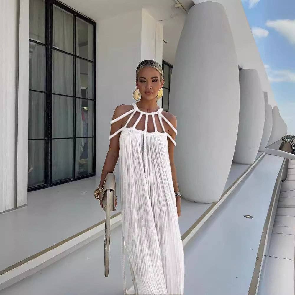 pinkblu02 - Wholesale Dress - Women's - Bohemian Women's Strap Rope Shoulder Maxi Dress in Various Colors5