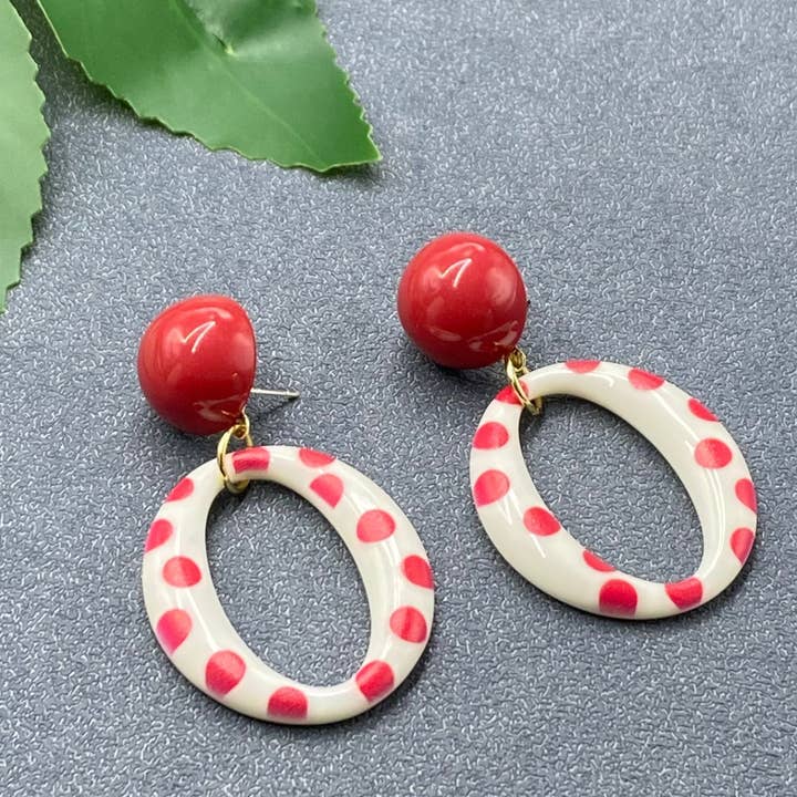 O-shaped Spot Resin Dangle Earrings - YK for wholesale by Mio Queena