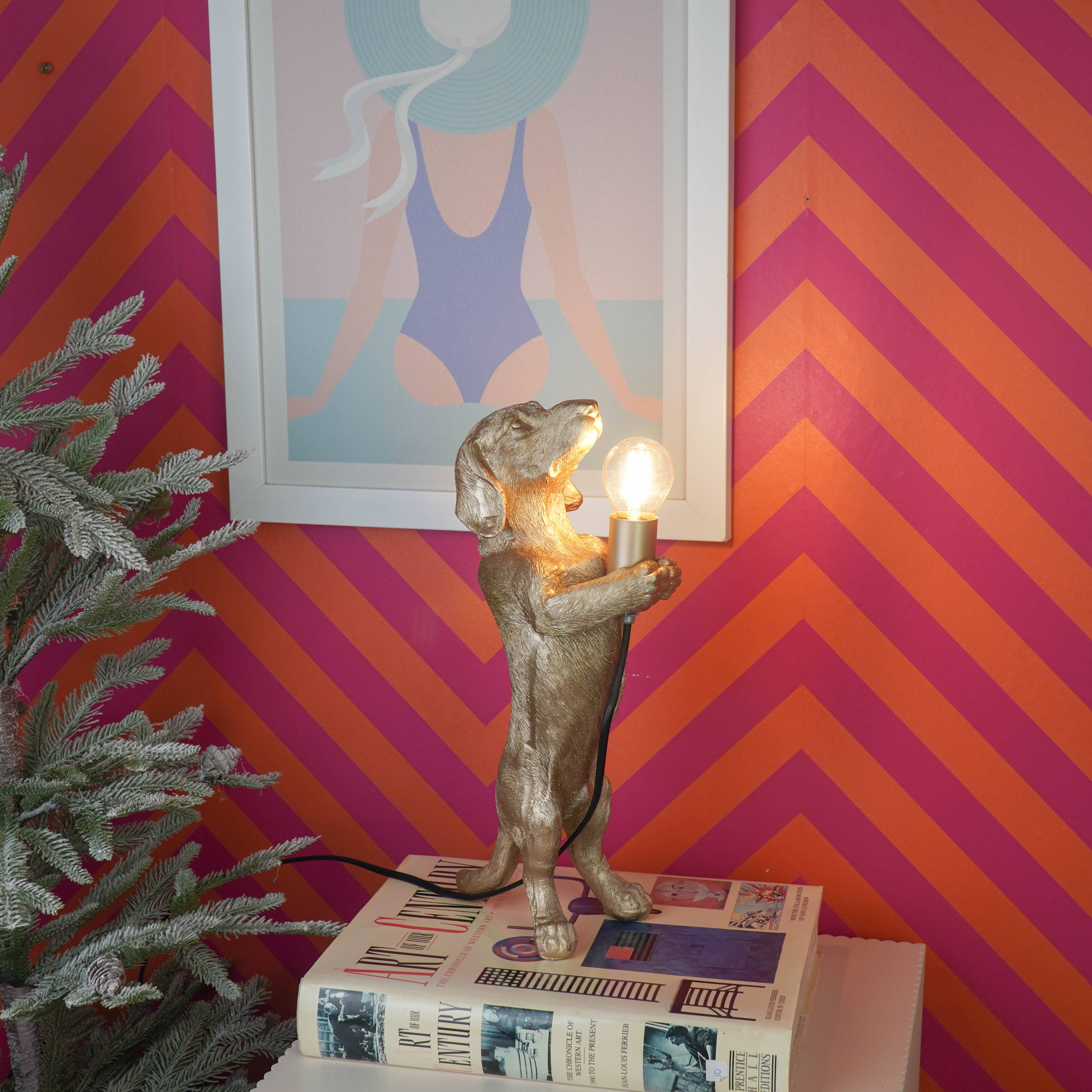 Housevitamin bv - Wholesale Figurine Lamp - Table Lamp - Dachshund Lamp - Polyresin - Gold - E14 - 10x15x38cm6