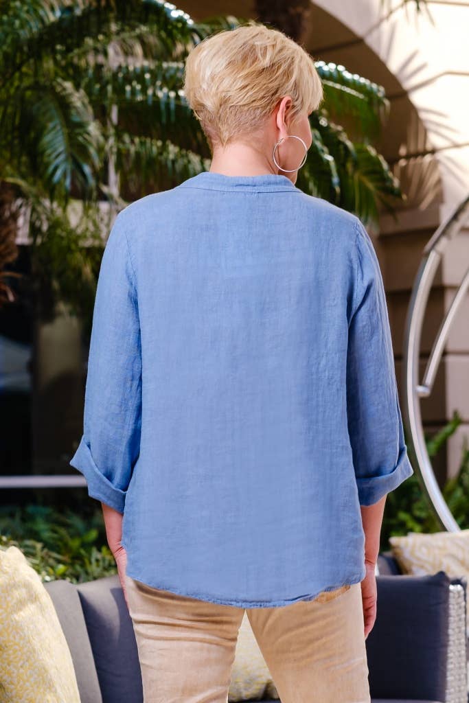 TINA Stephens Italy/Tees By Tina – Túnica - Mulher por atacado – Destino Linho Henley Top (BQ158)35