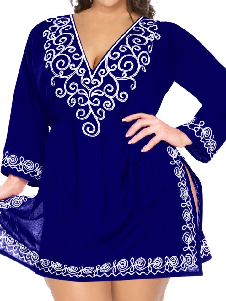 Women's Rayon Embroidered Evening Dress Beachwear Bikini Swi for wholesale by LA LEELA \ HAPPY BAY