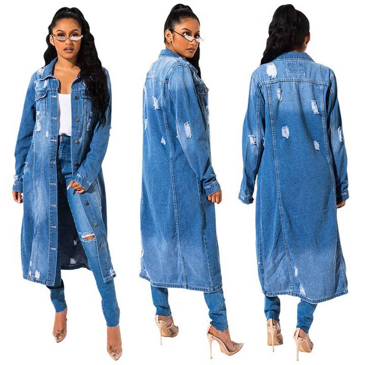 SALINA TRADING INC - Wholesale Coat – Women’s - Women Fashion Retro Button Long Sleeve Denim Coat5