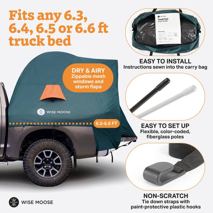 HomeBuddy - Wholesale Tent - WISE MOOSE Truck Bed Tent - 6.3-6.5 ft - Waterproof