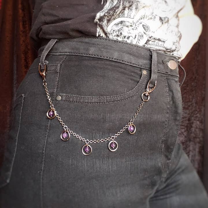 gunmetal jeans chain - 13 gemstone options for wholesale by heysomeday handmade jewelry