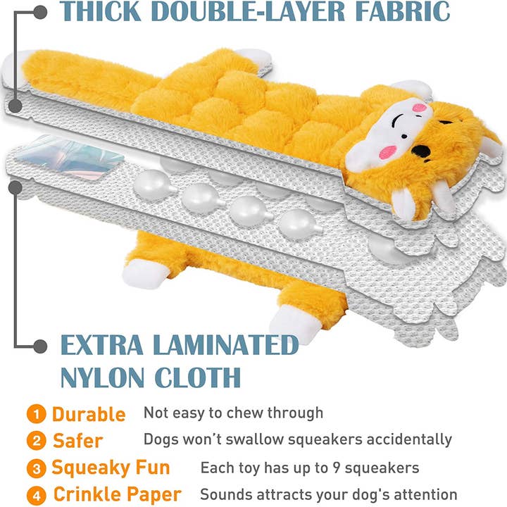 Nocciola - Vente Jouet couineur – chien - Nocciola 5 pcs Jouets pour chiens grinçants Crinkle | Ensemble de jouets en peluche sans rembourrage pour chiens de petite à grande taille3