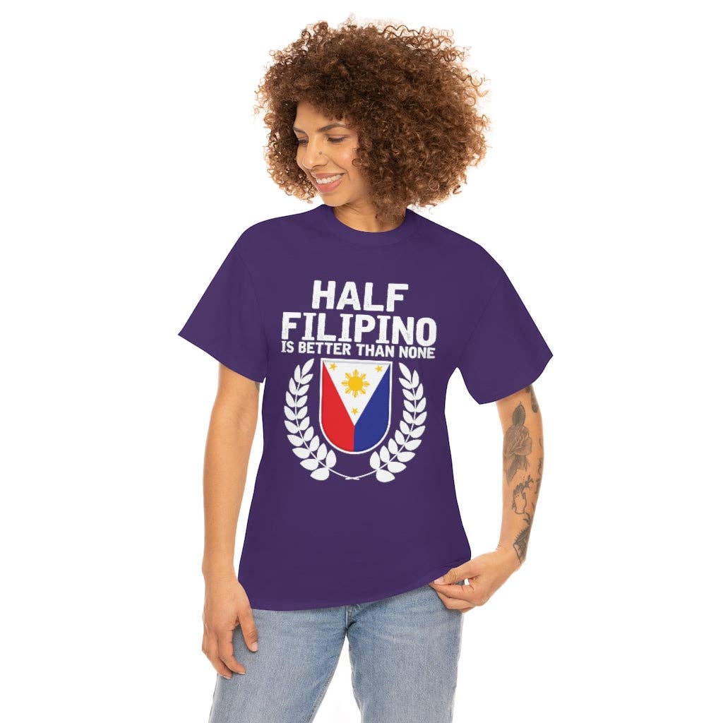Teegarb LLC - Vendita all'ingrosso Maglietta serigrafata - Donna - Novità: mezzo filippino è meglio di niente, amante del Pinoy Pride, esilarante slang filippino, entusiasta del nazionalismo48