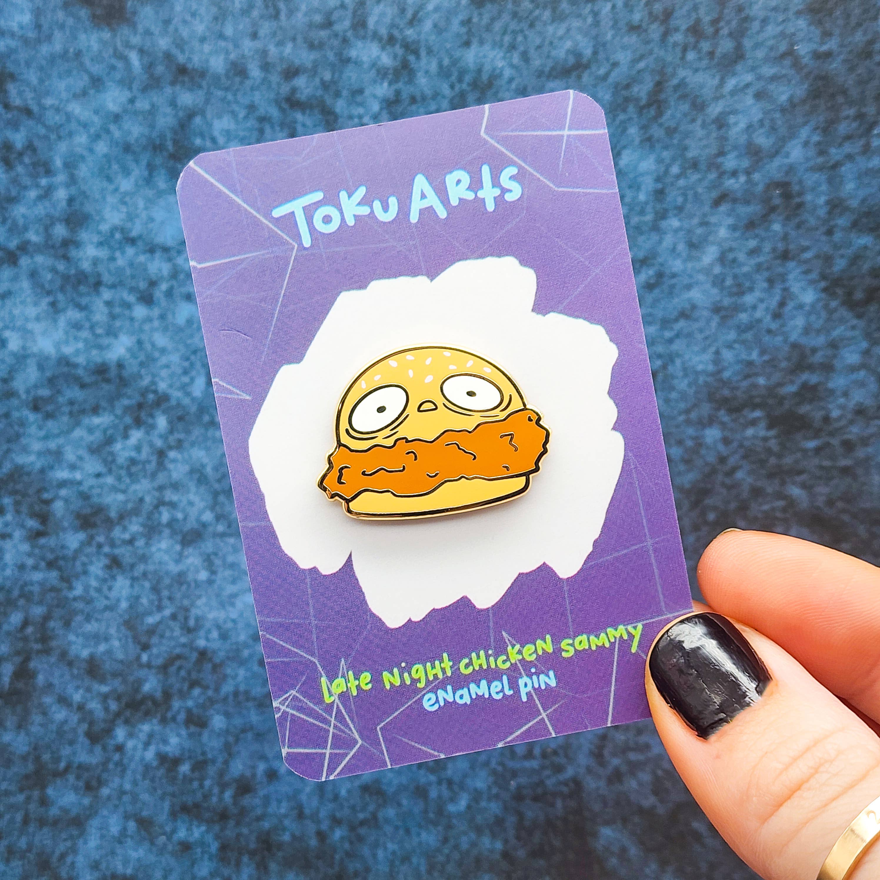 Toku Arts - Wholesale Lapel Pin/Button - Late Night Chicken Sammy Enamel Pin1