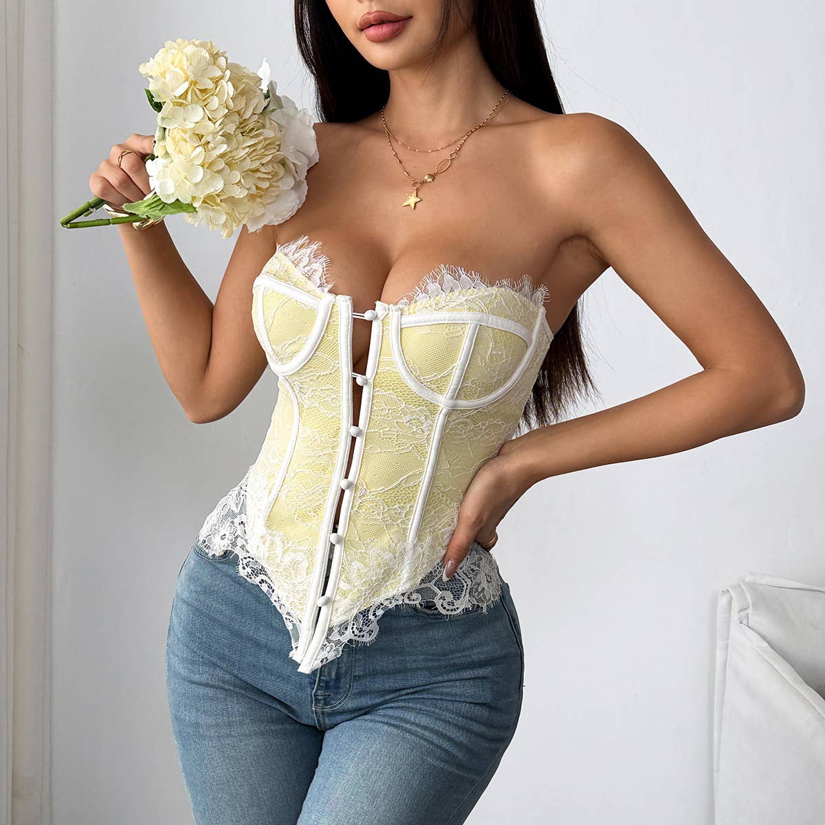 Tourtiwi - Wholesale Korset - Dames - Sexy kanten buisknoop-topje12