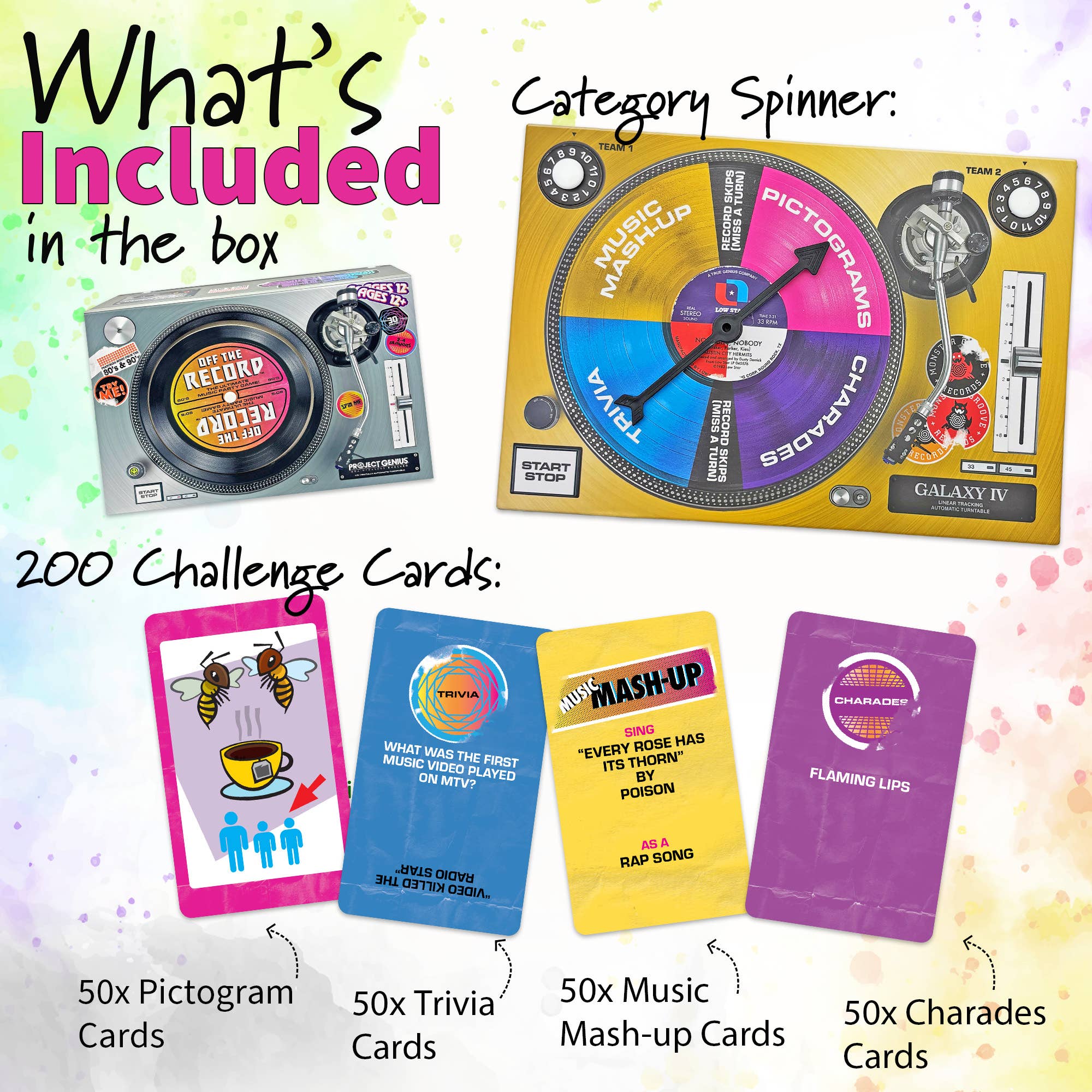 Project Genius - Wholesale Card Game - Off the Record - Retro Party Game for 80's & 90's Music Fans1