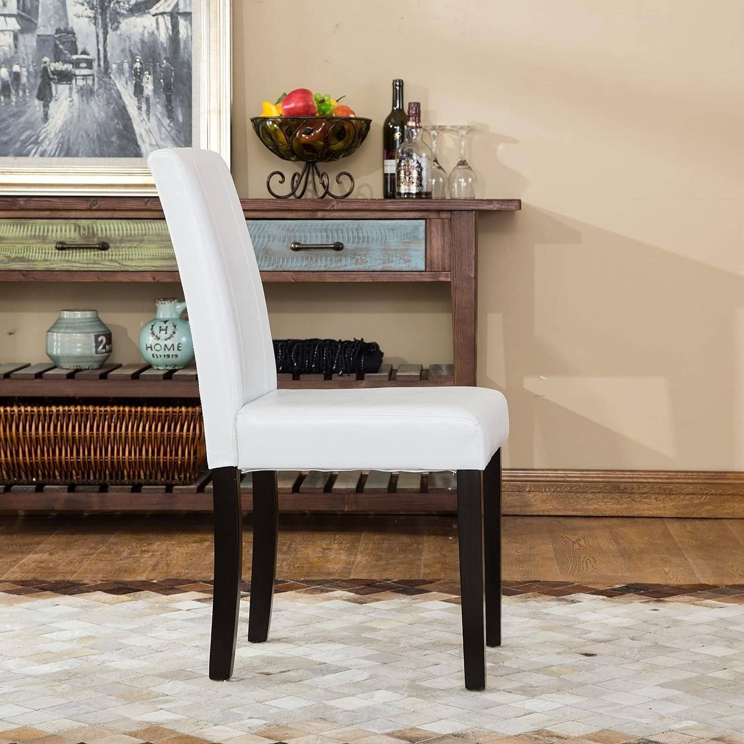 Off White Leatherette Padded Parson Chair Set of 2 for wholesale on Faire4