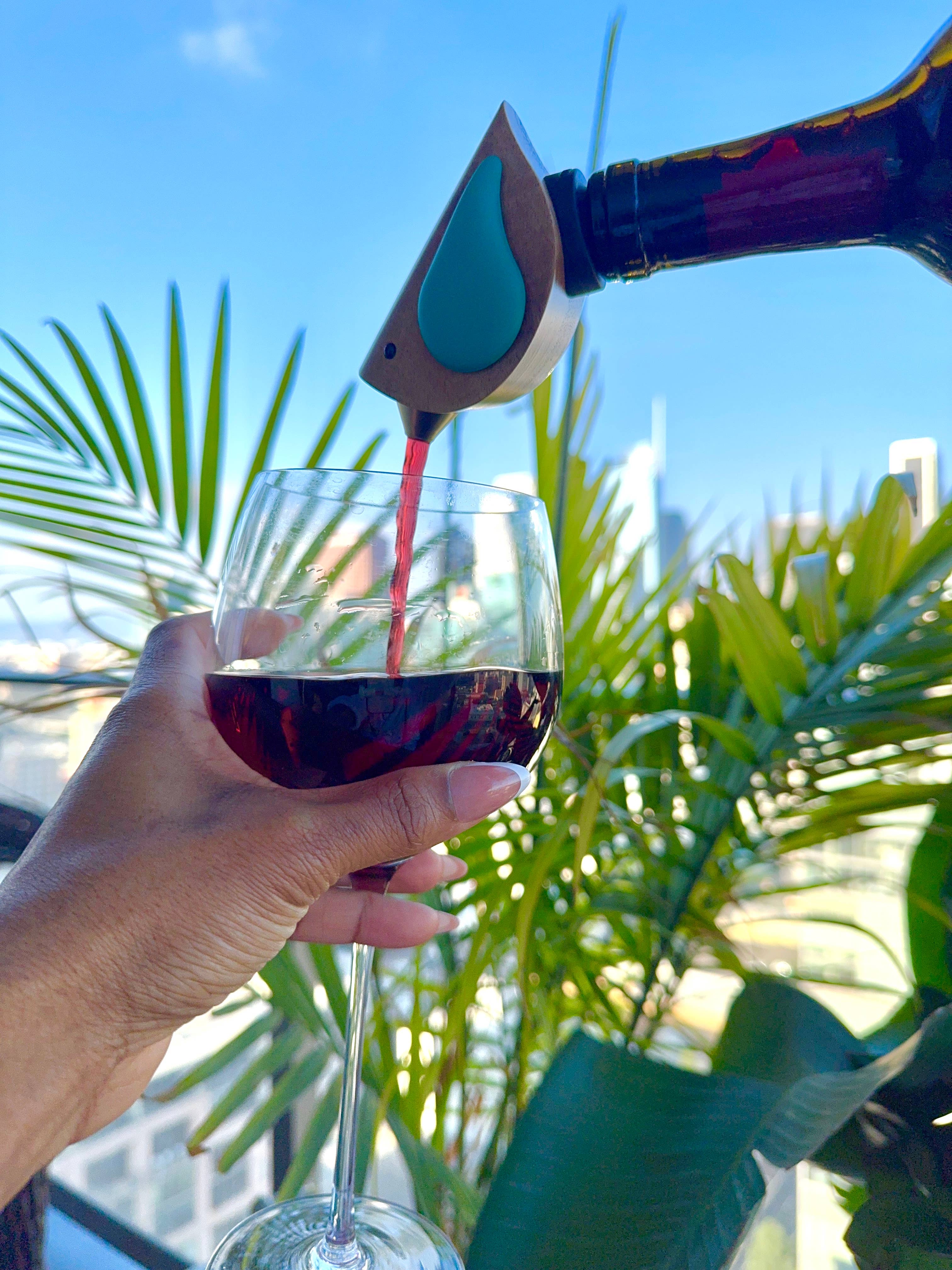 Totally Bamboo - Wholesale Wine Stopper - Songbird Specialties® "Singing" Wine Bottle Pourer Turquoise2