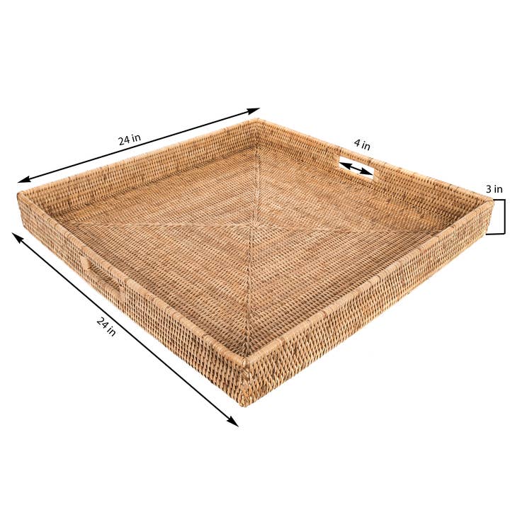 Artifacts Trading Company - Wholesale Serving Tray - Square Rattan Serving Tray with Glass Insert12