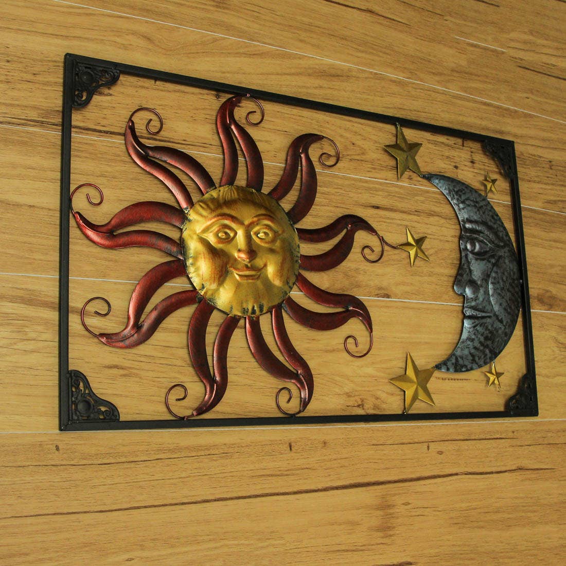 Zeckos - Wholesale Wall Accent - Tri-Tone Sun Moon & Stars Indoor/Outdoor Metal Wall Art3