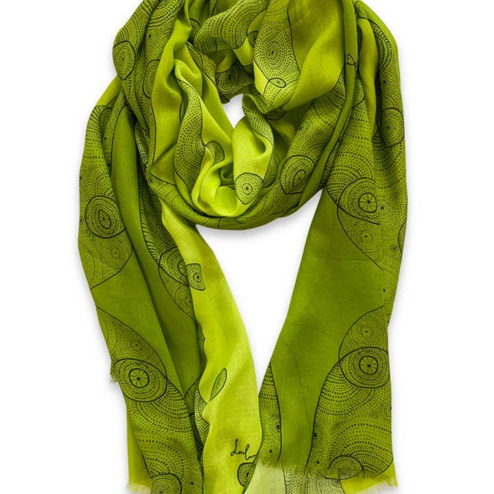 LOVELEEN®️ - Wholesale Scarf - Women's - 'Shining star of the Infinite galaxy' scarf (lime green)0