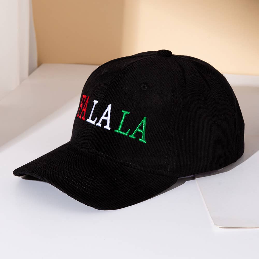 Sensibling Corp. - Wholesale Baseball Cap - Women's - FA LA LA Message Embroidered Five Panel Canvas Snapback Baseball Cap11