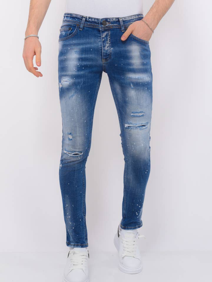 Blue Ripped Jeans Men'S - Slim Fit -1080 for wholesale by Local Fanatic