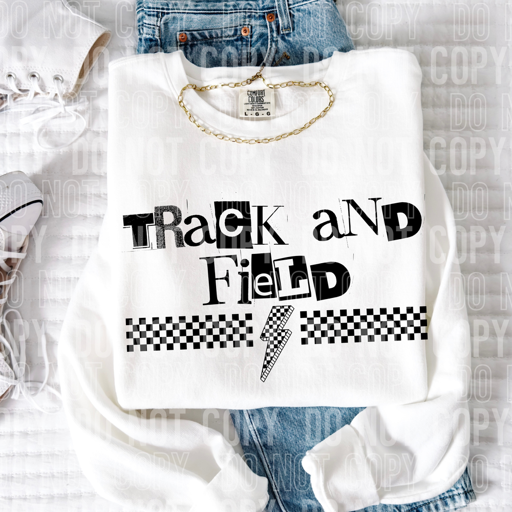 K and M Designs - Venta al por mayor Papel transfer para sublimación - Transferencia DTF de Palabra de Rayo a Cuadros de Atletismo0