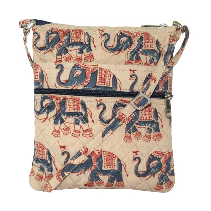 Borsa Walker - Sku KK1117, motivo elefanti, colore: Blu per la vendita all'ingrosso da parte di White Lotus Fashions