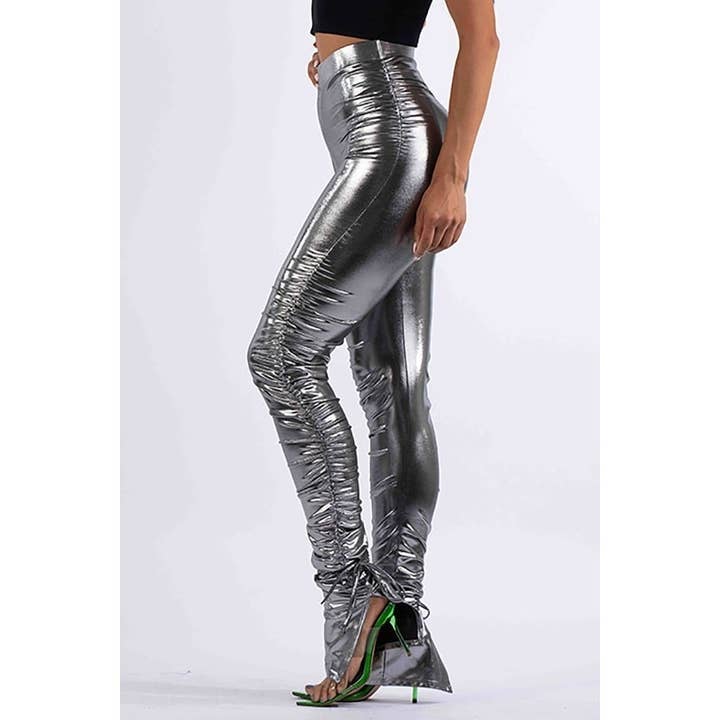 Esmeray Clothing - Vendita all'ingrosso Leggings - Donna - Leggings metallizzati con increspature glamour