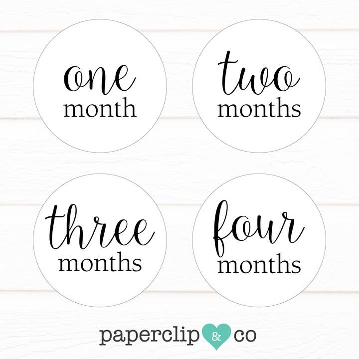 Weiße monatliche Meilenstein-Aufkleber für den Großhandel von Paperclip & Co