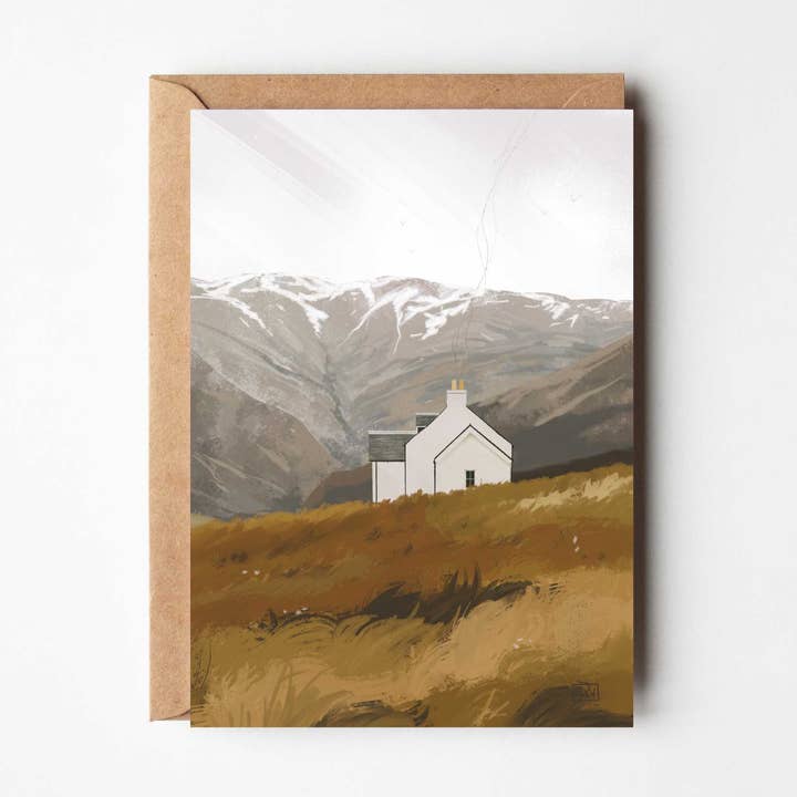 Highland House, Cosy Cottage Greeting Cards for wholesale by Sara Willia Landscapes