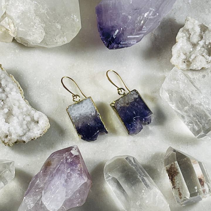 Amethyst Slice Earrings for wholesale by Sarah Belle