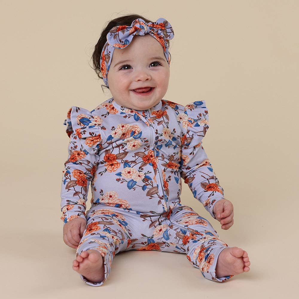 Snuggle Hunny - Wholesale Jumpsuit – Baby - Vintage Blossom Organic Snugglesuit Convertible Romper with Frill2
