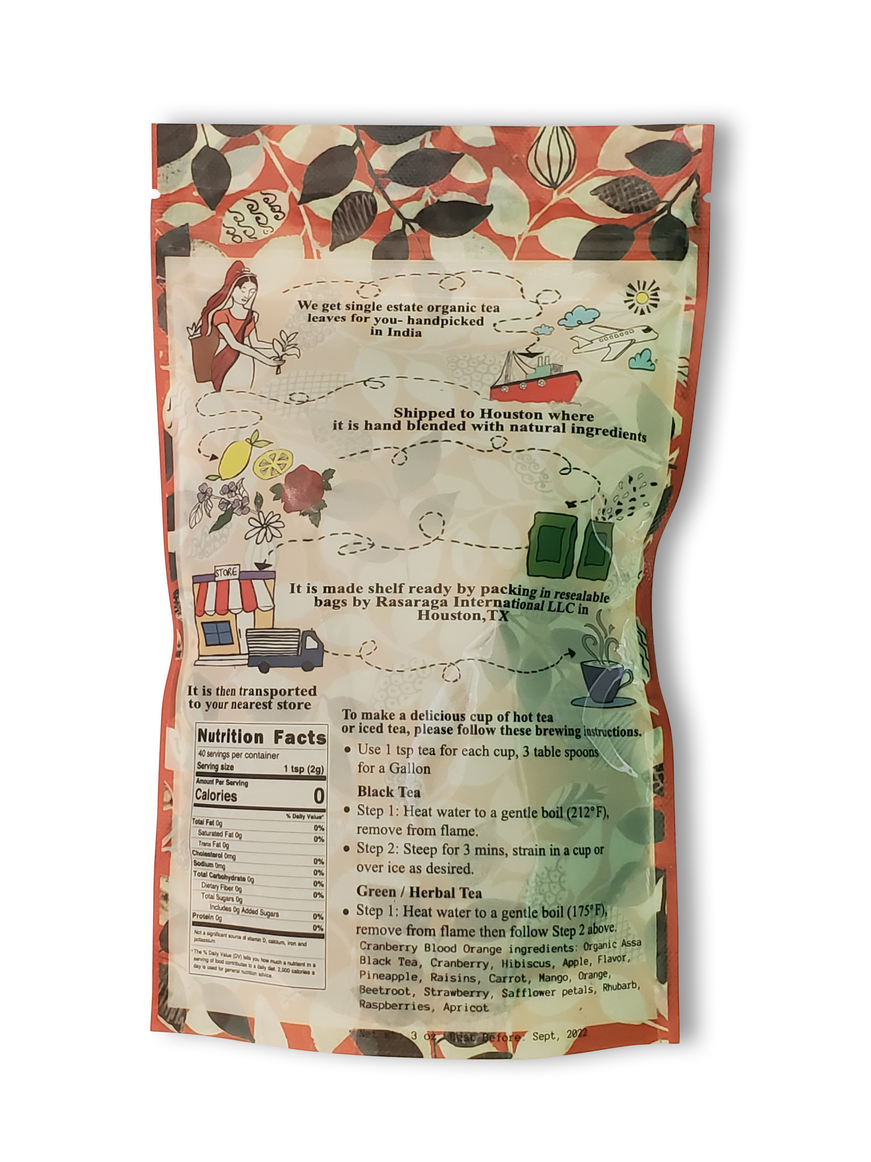 Trishnna Tea – Engroshandel Løs te – Tranebær Blodorange Sort Te - 3 OZ5