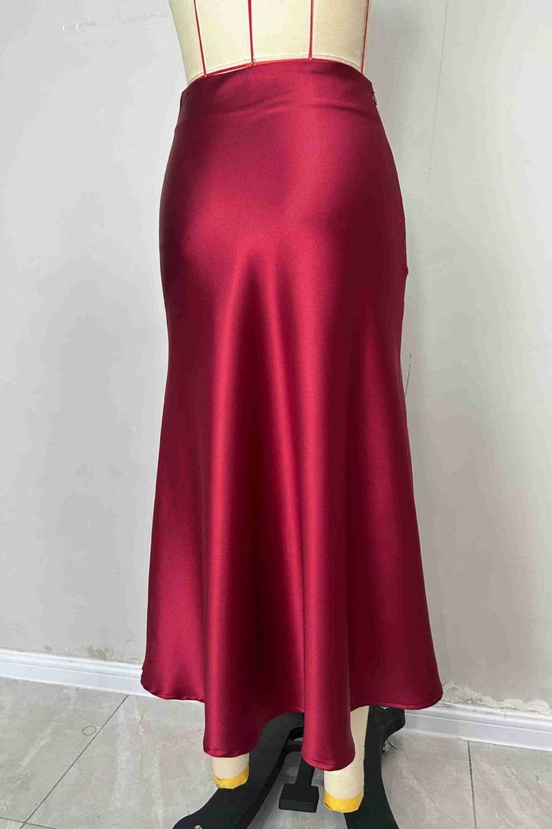 NINEXIS - Wholesale Skirt - Women's - CWBLS0432_ELEGANT SOLID COLOR A-LINE SATIN SKIRT8