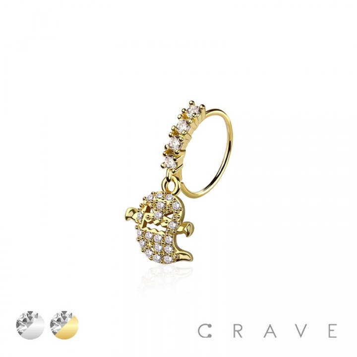 MULTI CZ FLYING GHOST DANGLE CZ GEM O-RING NOSE HOOP for wholesale by CRAVE