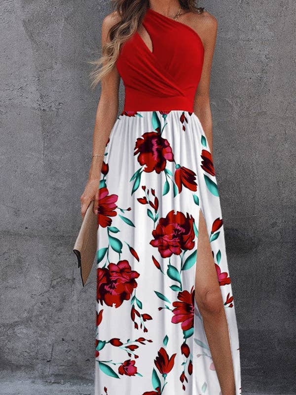 KK Bloom – wholesale Dress – Women's – Women's Slanted Shoulder Cutout Gradient Dress