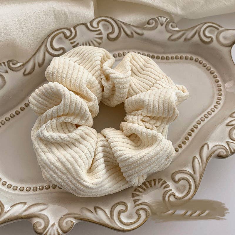AK Brand – wholesale Scrunchie - Women’s – Cream and White Colored Scrunchy Variety2