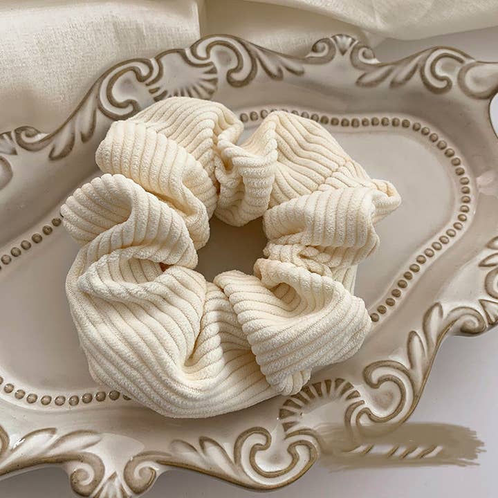AK Brand - Wholesale Scrunchie - Women's - Cream and White Colored Scrunchy Variety3