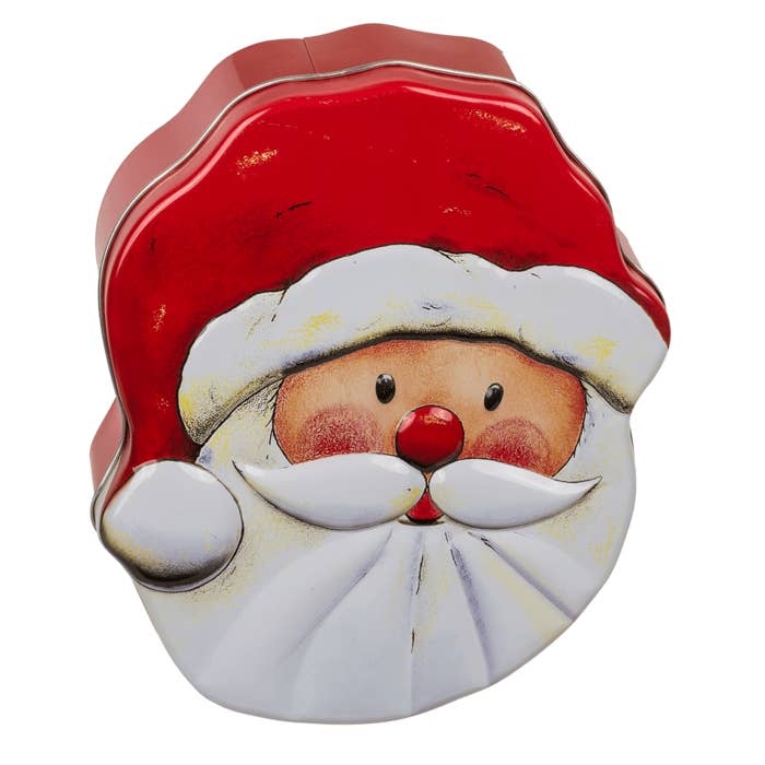 Out of the blue KG - Vente Décoration de Noël - Boîte à biscuits en métal, Père Noël, 15 x 18 x 6,5 cm