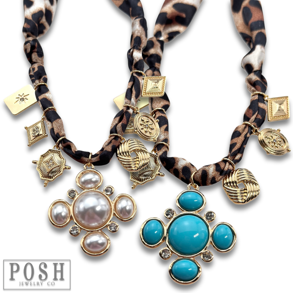 Pink Panache Brands - Wholesale Pendant/Charm Necklace - Leopard print scarf charm necklace2