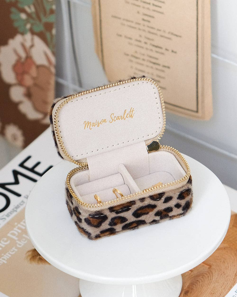 Marie leopard mini travel jewelry box for wholesale on Faire0
