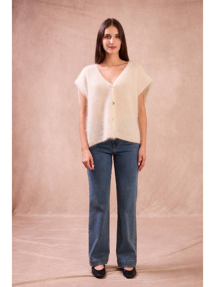 Calie Paris - Wholesale Cardigan - Women's - Sleeveless Mohair Cardigan with Buttons2